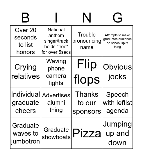 Graduation Bingo Card