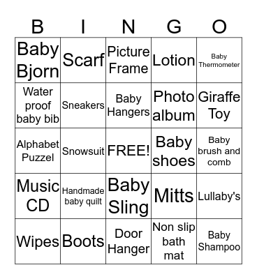 Luke's Baby Shower  Bingo Card