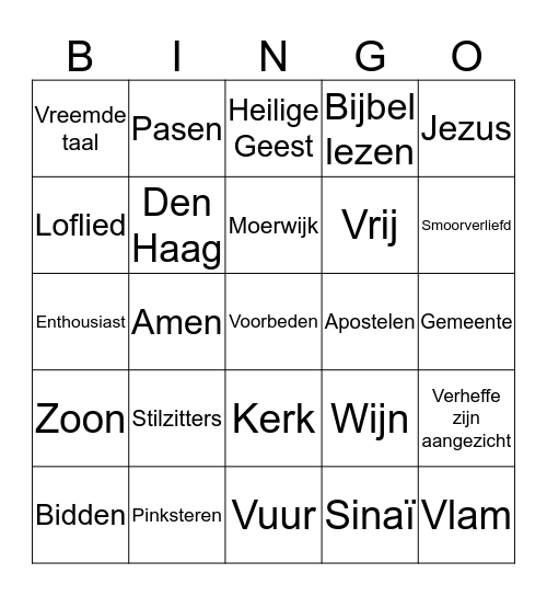 Pinksterbingo Card