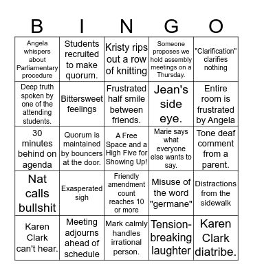 May Assembly Bingo Card