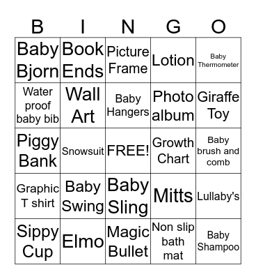 Luke's Baby Shower  Bingo Card