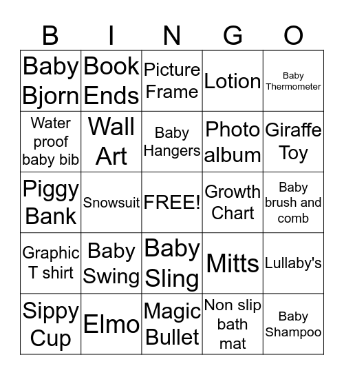 Luke's Baby Shower  Bingo Card