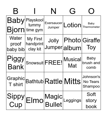 Luke's Baby Shower  Bingo Card