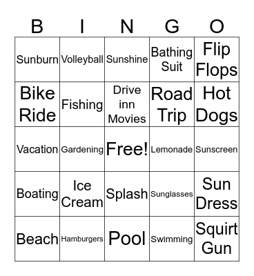 Summer Bingo Card