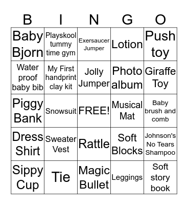 Luke's Baby Shower  Bingo Card