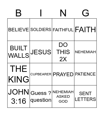 THE PRAYER OF FAITH Bingo Card