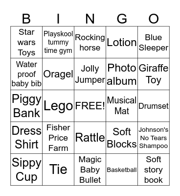 Luke's Baby Shower  Bingo Card