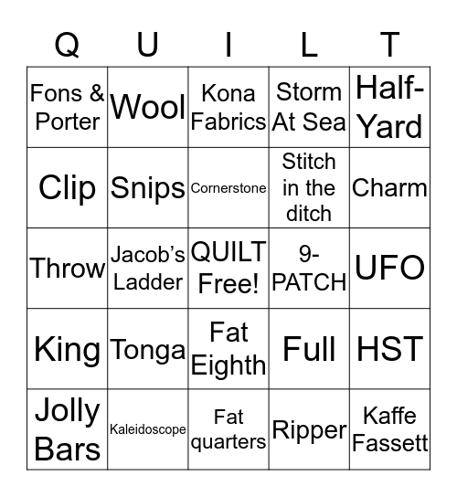 QUILT Bingo Card