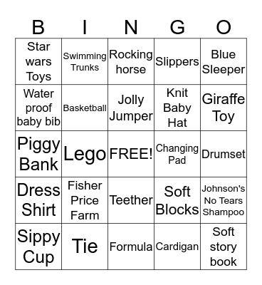 Luke's Baby Shower  Bingo Card