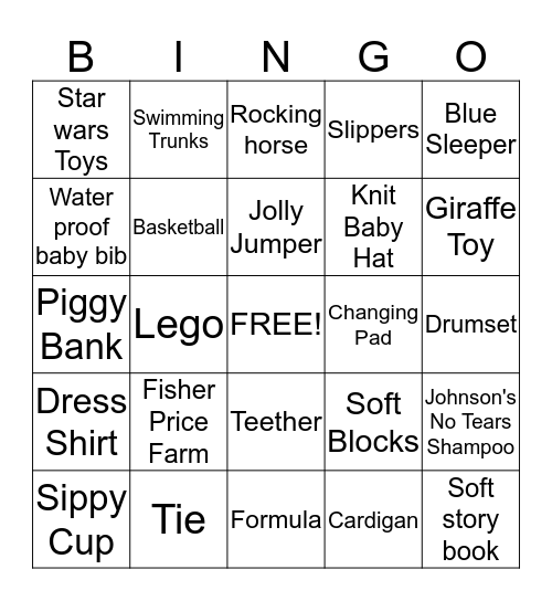 Luke's Baby Shower  Bingo Card