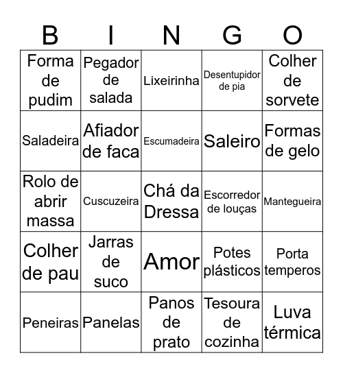 Chá da Dressa Bingo Card