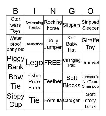 Luke's Baby Shower  Bingo Card