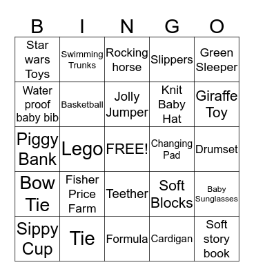 Luke's Baby Shower  Bingo Card