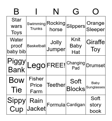 Luke's Baby Shower  Bingo Card
