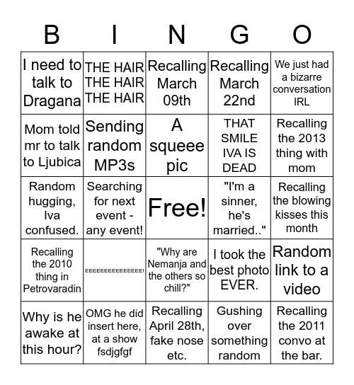 Iva's crush bingo Card