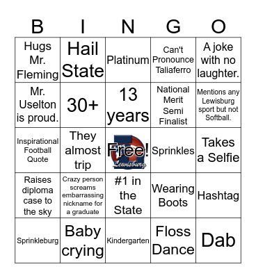 Lewisburg Graduation Bingo Card