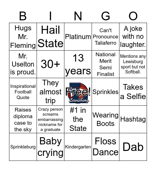 Lewisburg Graduation Bingo Card