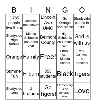 Myia's Bingo Card