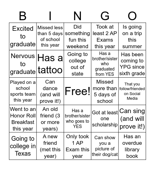 Senior Bingo  Bingo Card