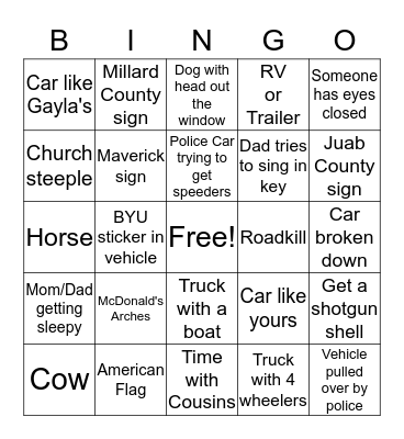 Memorial Day Bingo Card