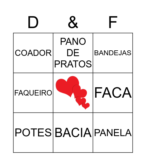 Bingo da Noiva Bingo Card