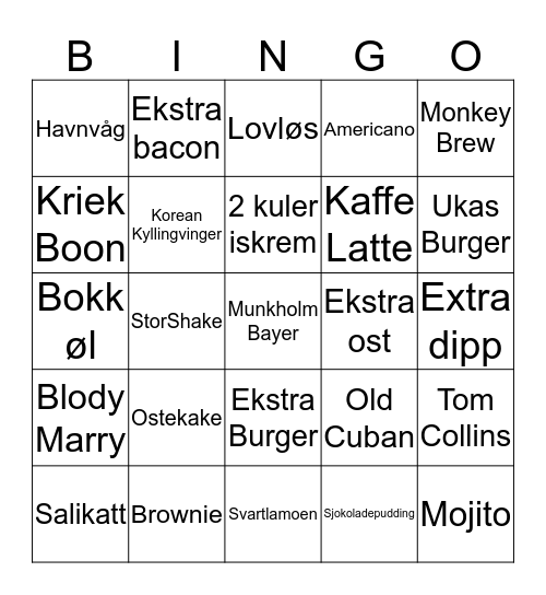 Døgnvill Bingo! Bingo Card