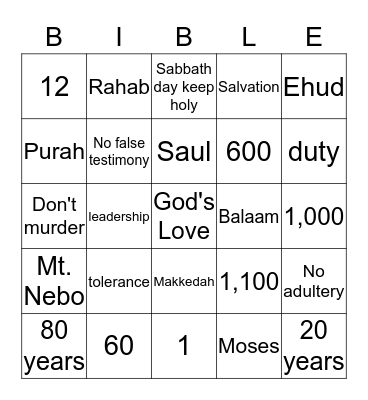 BIBLE BINGO Card