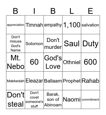 BIBLE BINGO Card