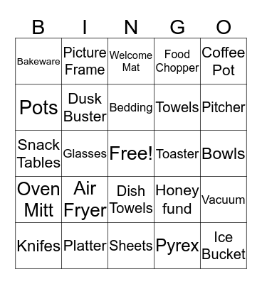 Rachel’s Bridal Shower Bingo Card