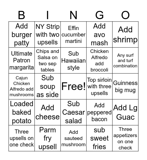 Duffy's Bingo Card