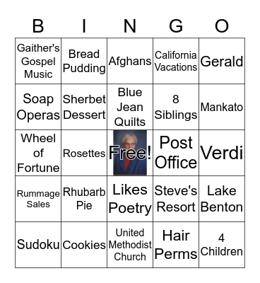 All About Lois Bingo Card