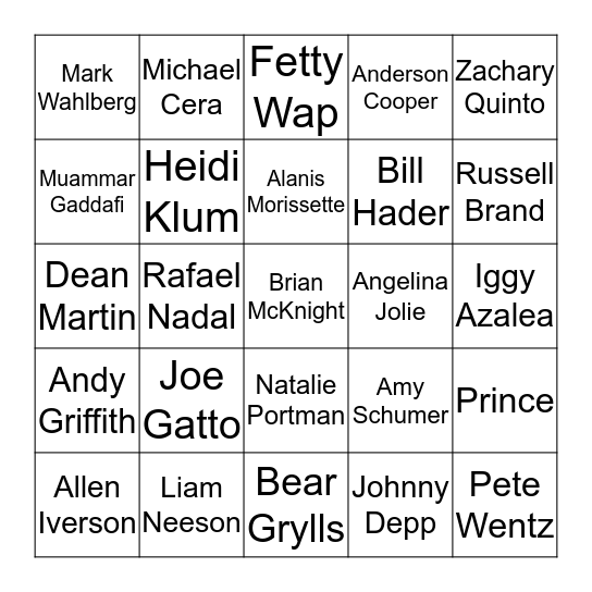 June Birthdays Bingo Card