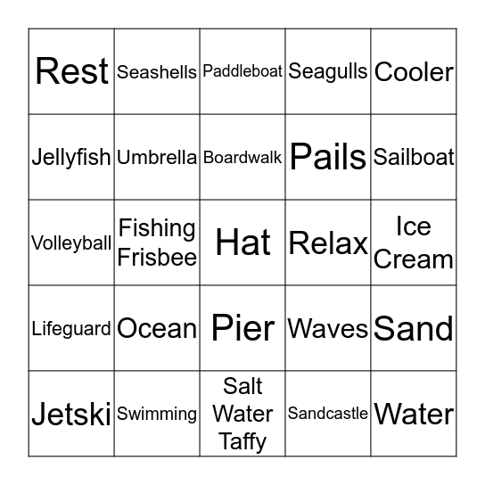 Things at the Beach Bingo Card