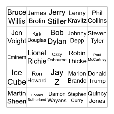 Famous Fathers Bingo Card