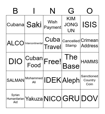 RTS BINGO Card