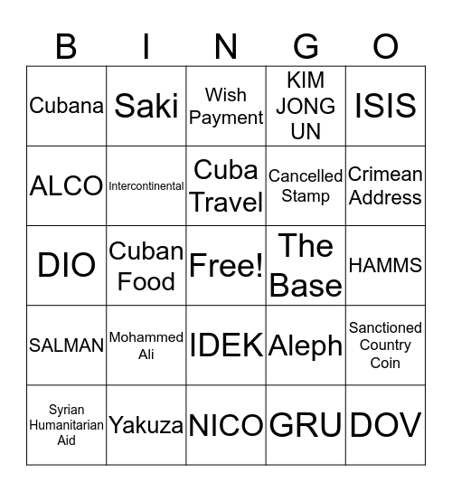 RTS BINGO Card