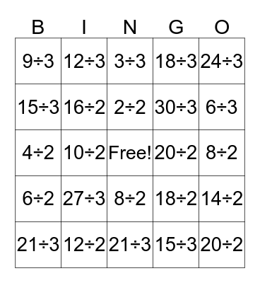 BINGO DIVISION Bingo Card