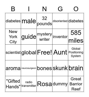 Reading Bingo Card