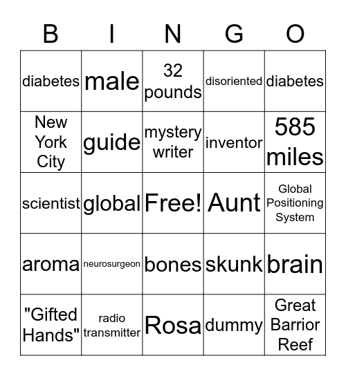 Reading Bingo Card