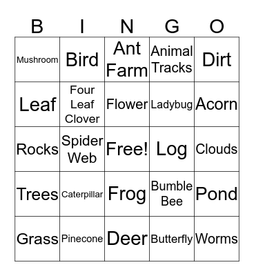 Nature Bingo Card