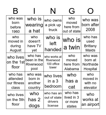 Find Someone Bingo Card