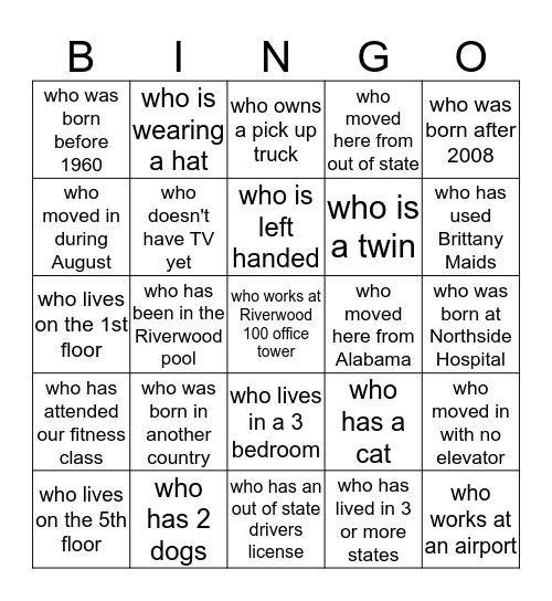 Find Someone Bingo Card