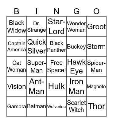 Super Heroes!  Bingo Card