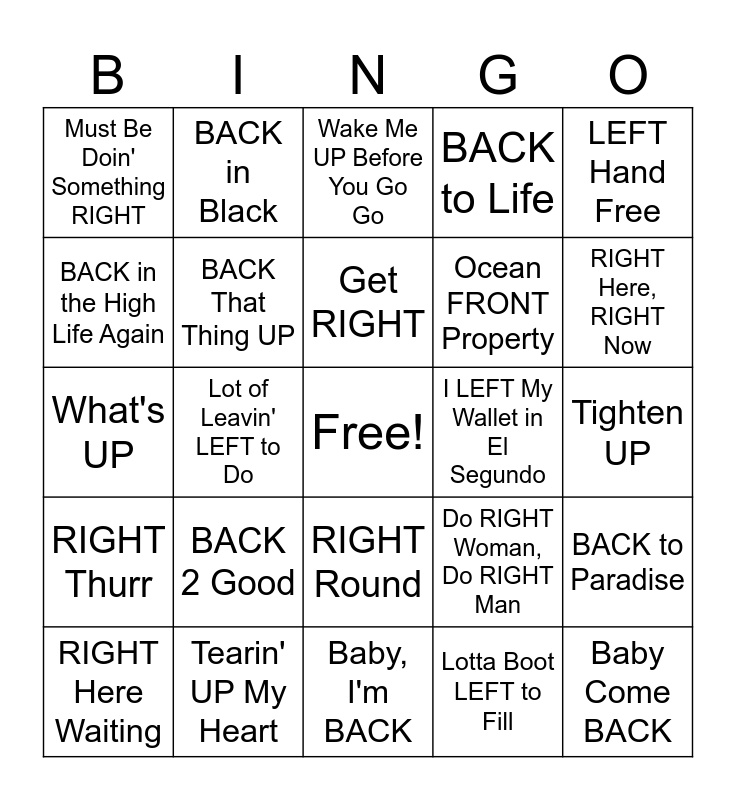 Mental Floss Music Bingo Positions Bingo Card