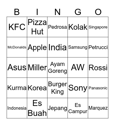 Keara Bingo Card