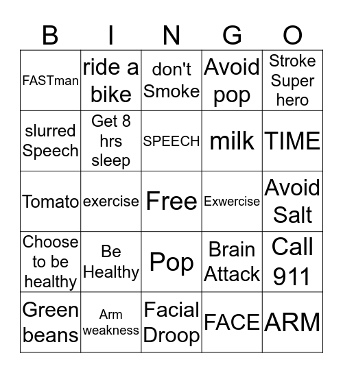 Stroke Bingo Card