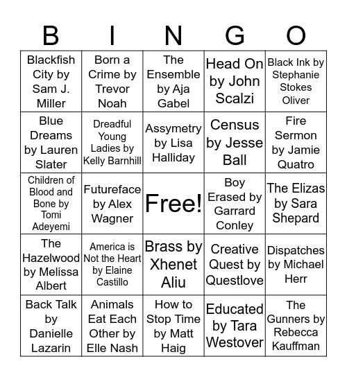 Summer Reading Bingo Card