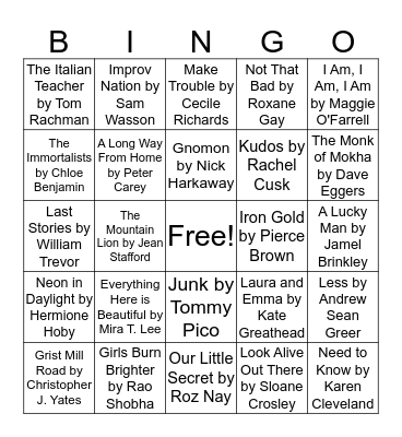 Summer Reading Bingo Card