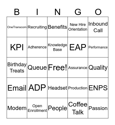 Transcom Bingo! Bingo Card