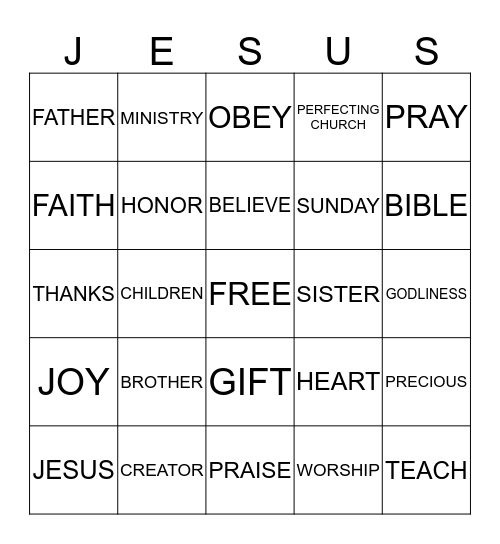 Jesue Loves The Little Children Bingo Card